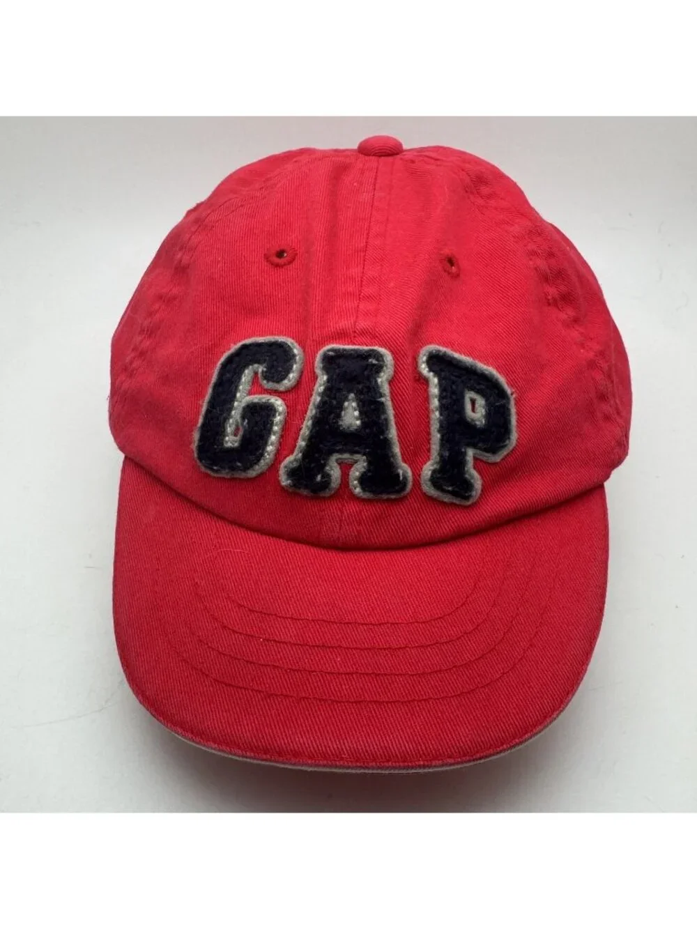 Baby Gap Red Baseball Cap Hat Size S/M Cotton Twill Elastic Back Logo